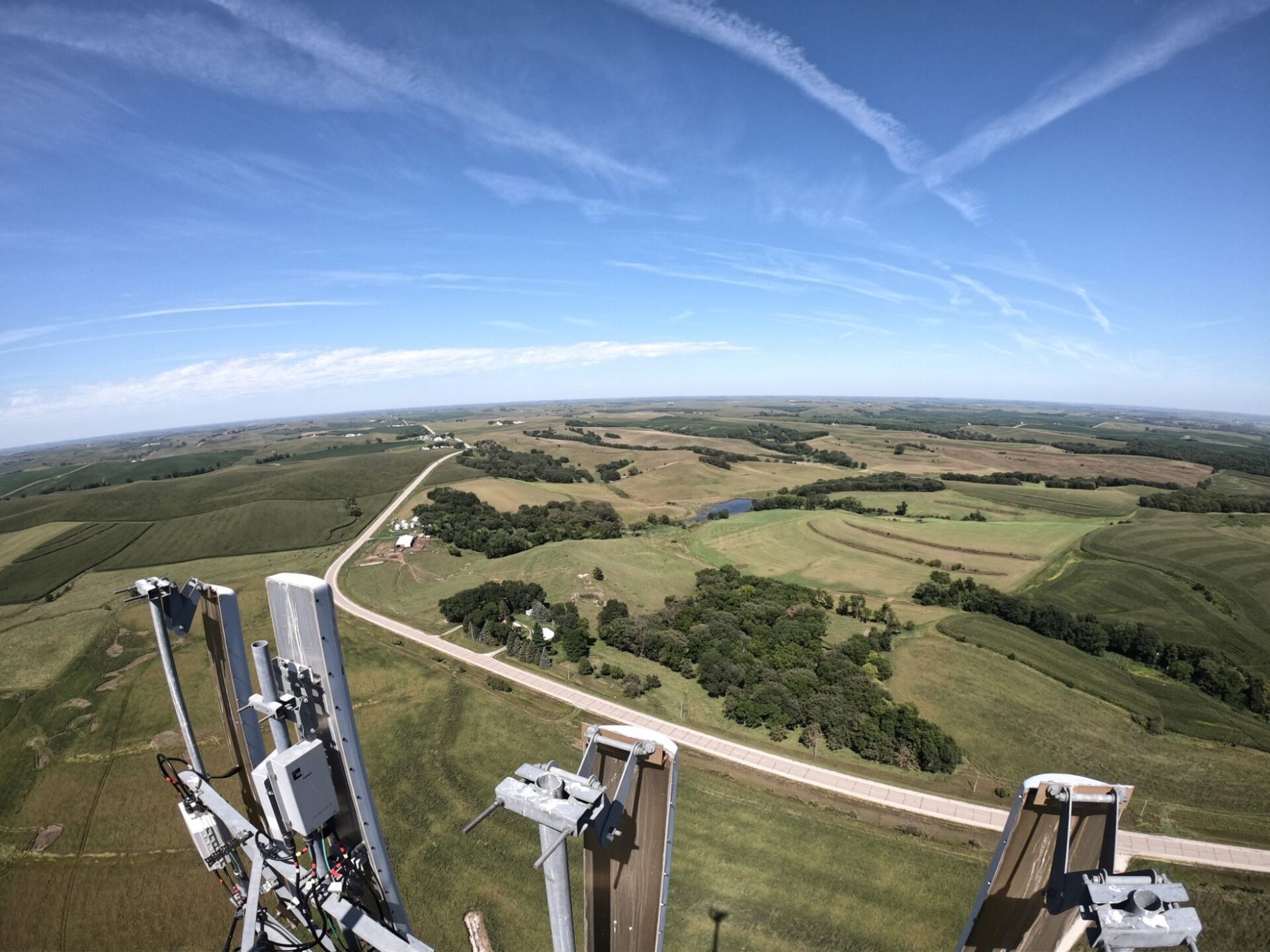 Aerial view on cellular tower